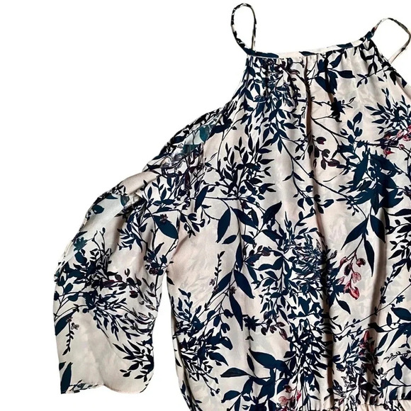 Parker Lianna Silk Floral Cold Shoulder Ruffle Dress XS Pink Wedding Guest - Picture 12 of 14